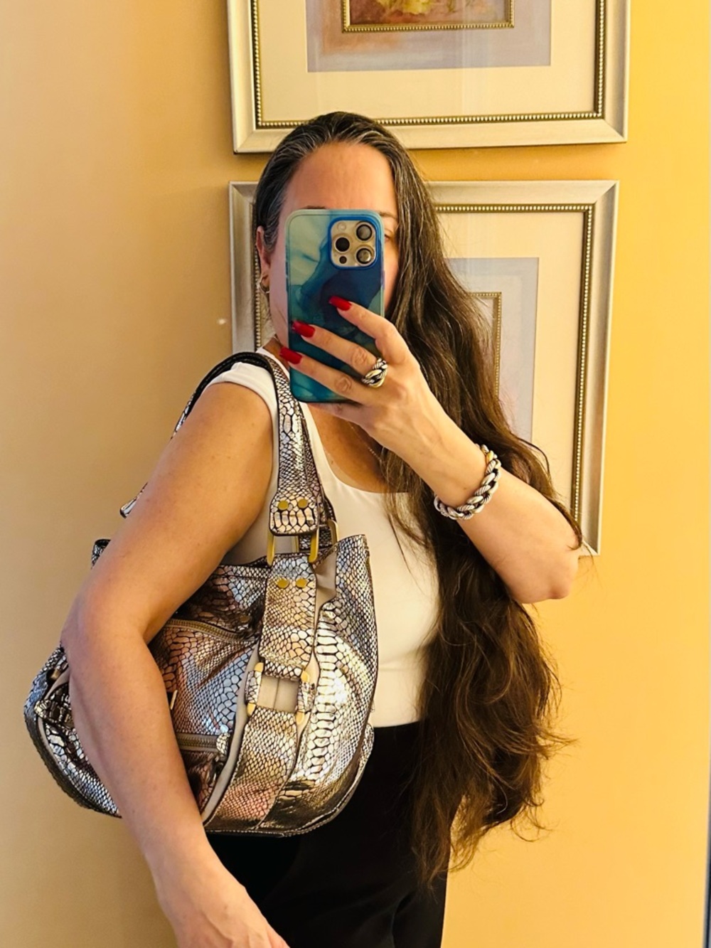 #37 Jimmy Choo Silver and Black Women's Bag